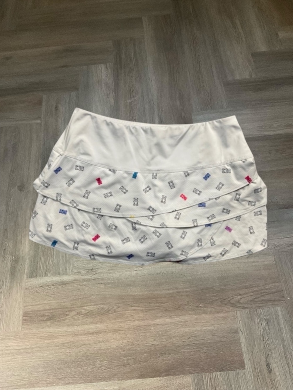 Lucky in Love Gummy Bear Tiered Tennis Skort Girls Medium 8-10 White Golf Sport